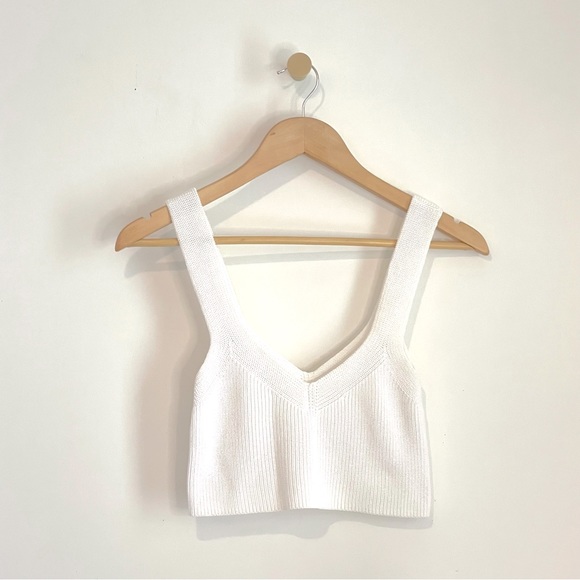 Aritzia Wilfred White Knit Crop Top - Picture 1 of 5